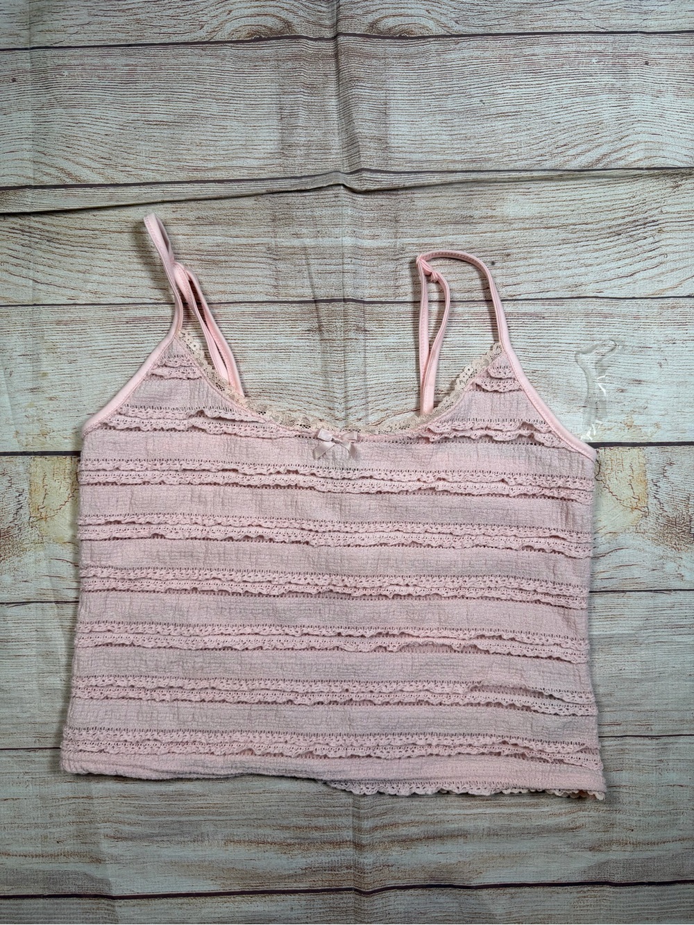Delicate Dainty Feminine Coquette Pink Lace-Trim Cami Top